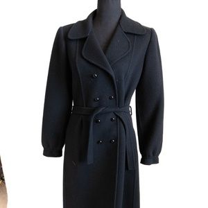 Vintage Andre Laug Black Wool Trench Coat Size 10